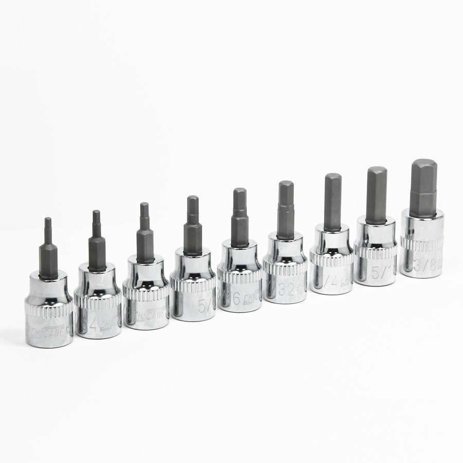 9 PIECE 3/8" DR AF HEX BITS SOCKET SET