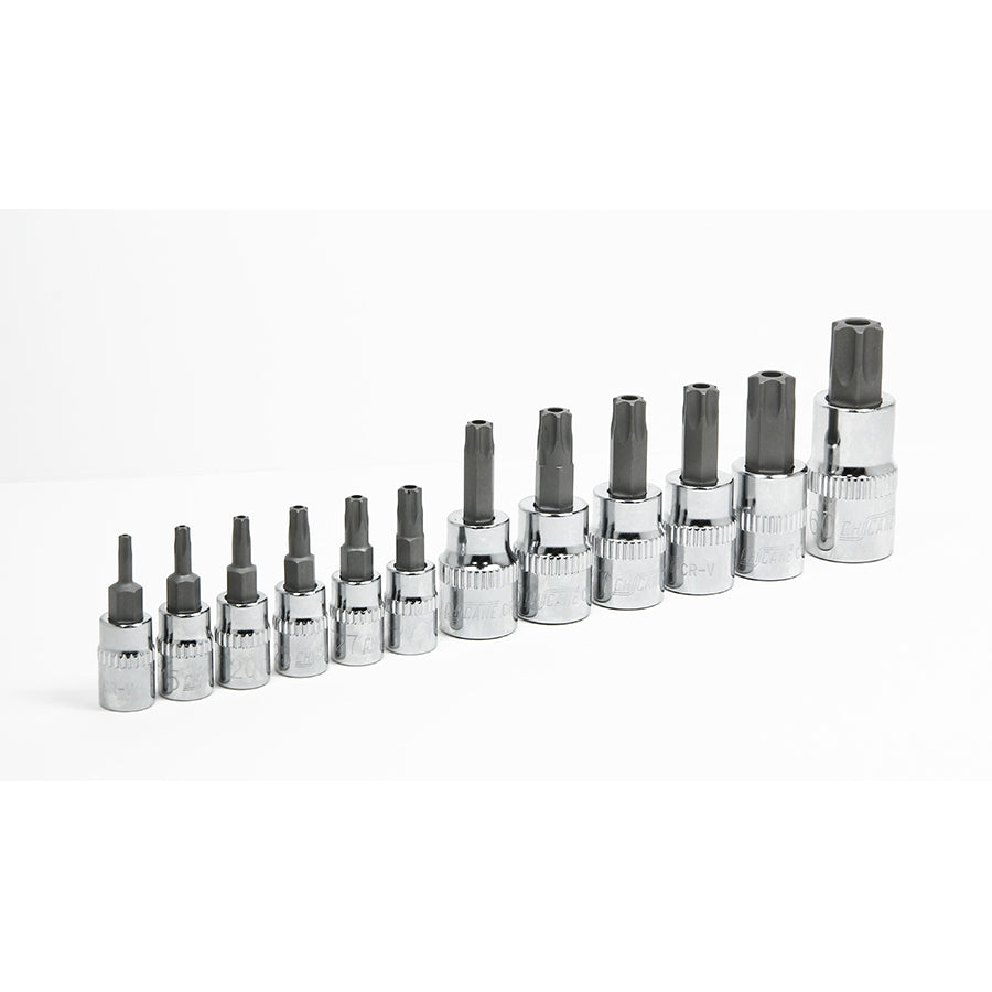 12 PIECE TAMPER PROOF TORX BITS SOCKET SET