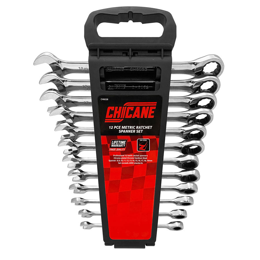 12 PIECE METRIC RATCHET SPANNER SET