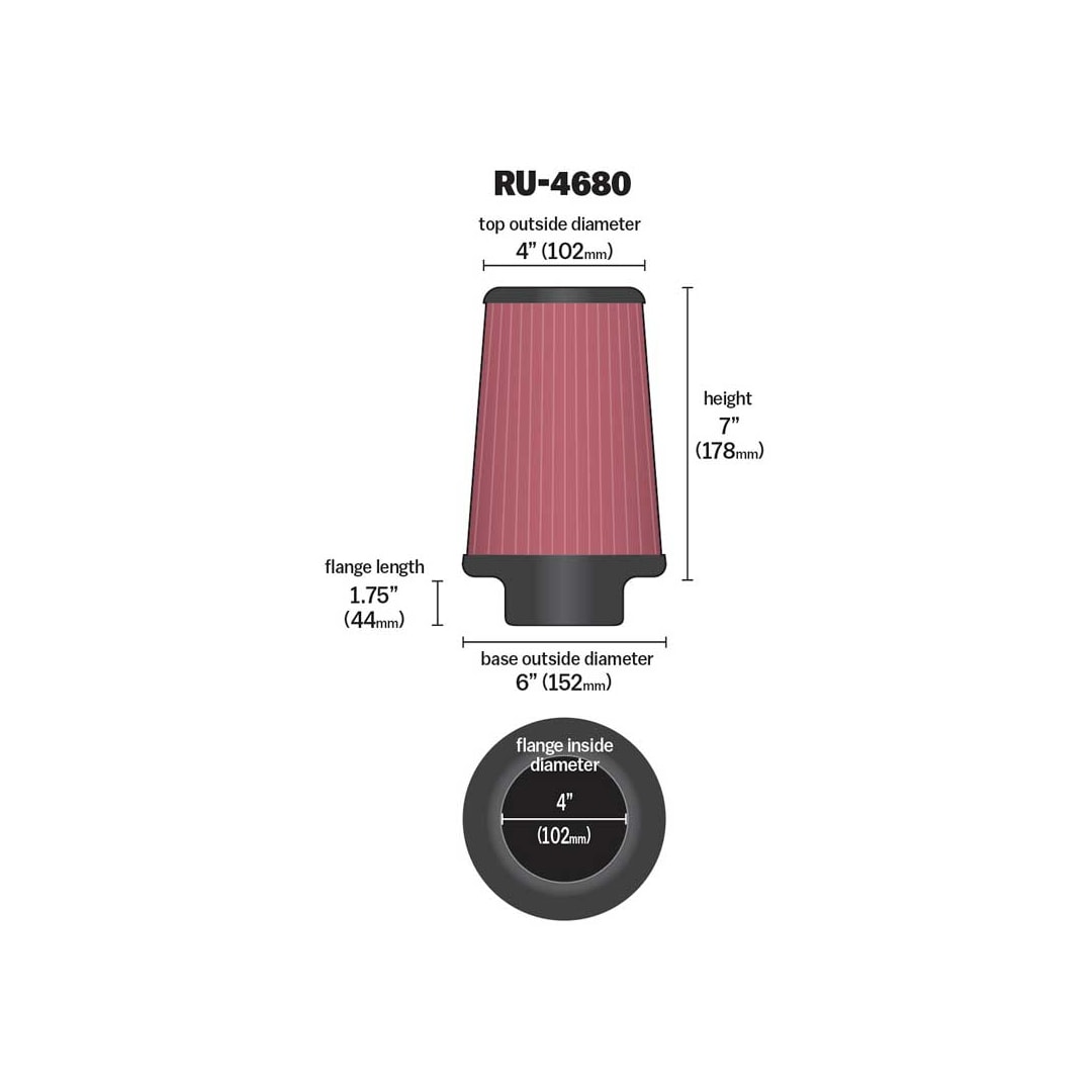 K&N Universal Air Filter 102mm / 4" x 178mm / 7"