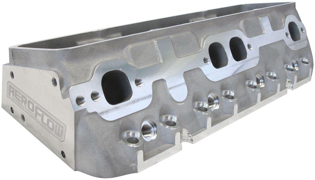 Aeroflow Performance 2.21" x 1.30" Intake Port, 1.42" x 1.53" Exhaust Port Aeroflow Bare Small Block Chev 327-350-400 212cc Aluminium Cylinder Heads with 66cc Chamb SR