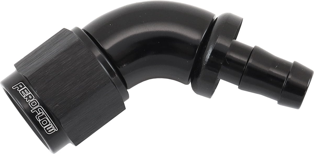 Aeroflow Performance -6AN TO 5/16" BARB 60 DEG FULL (AF518-06-05BLK) SR