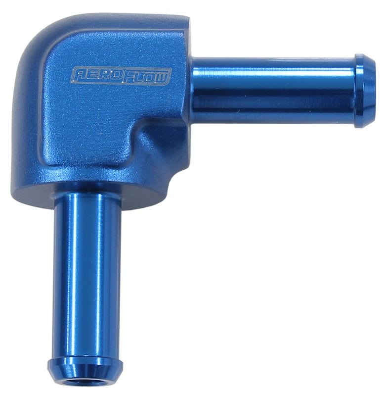 Aeroflow Performance 90° Barb To Barb Hose Joiner - Blue Aeroflow 90° Barb To Barb Hose Joiner - Blue AF843-08 SR
