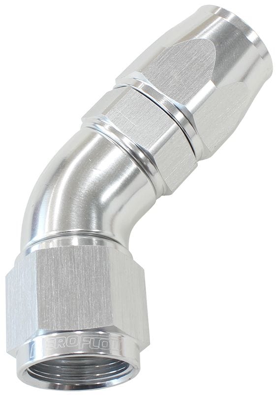 Aeroflow Performance Aeroflow 10 / Silver 570 Series PTFE 45° Hose End. Suits 200 & 250 Series Hose AF572 SR