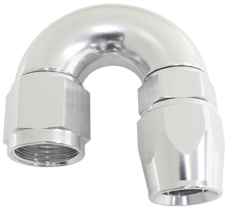 Aeroflow Performance Aeroflow 3 / Silver 570 Series PTFE 180° Hose End AF576. Suits 200 & 250 Series Hose SR