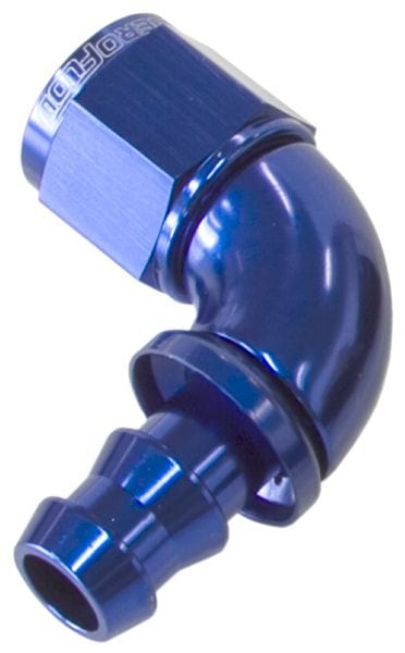 Aeroflow Performance Aeroflow 4 / Red/Blue 510 Series Full Flow Tight Radius Push Lock 90° Hose End AF513. Suits 400 & 500 Series Hose SR