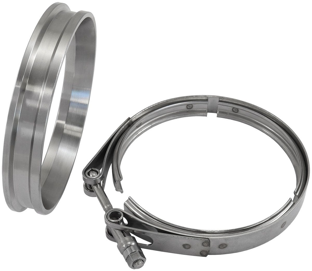 Aeroflow Performance Aeroflow Aeroflow Boosted Turbine Outlet 4.50" O.D Stainless Steel V-Band Kit (AF8080-1034) SR