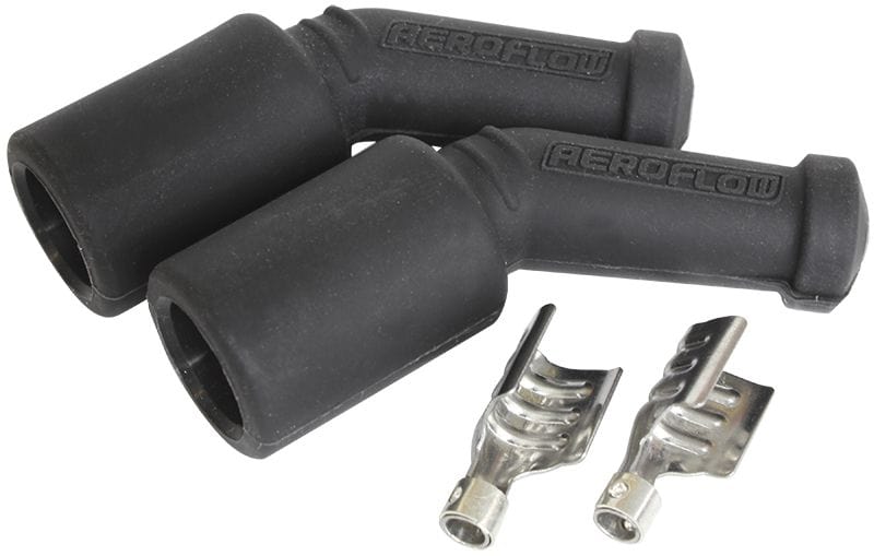 Aeroflow Performance Aeroflow AF4030-3304 Xpro Silicone 45° GM LS Coil Boots & Terminals 
 Black, 2 pack SR