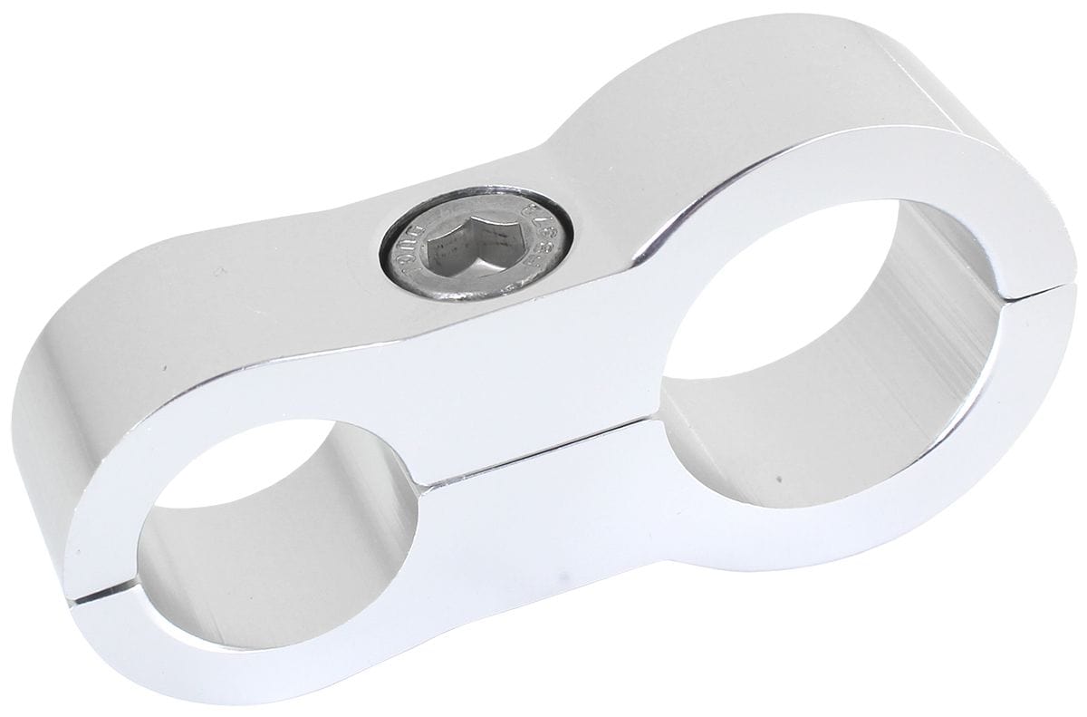 Aeroflow Performance Aeroflow Fittings 09-12AN / Silver Stepped Billet Aluminium Dual Hose Separators AF156
 7/16" (11.1mm) I.D. & 9/16" (14.2mm) I.D., Suit -6AN & -8AN PTFE hose, SR