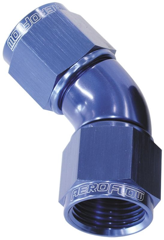 Aeroflow Performance Aeroflow Fittings 10 / Red/Blue 45° Full Flow Female Coupler AF563 SR