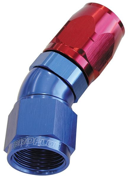 Aeroflow Performance Aeroflow Fittings 10AN / Red/Blue 550 Series Cutter One-Piece Full Flow Swivel 30° Hose End AF557 SR