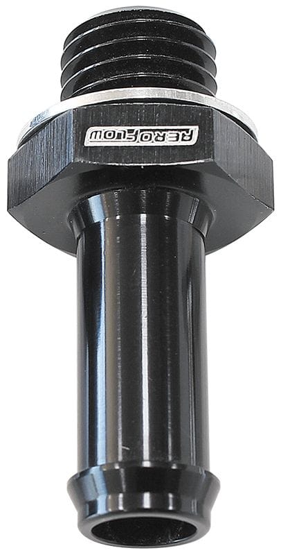 Aeroflow Performance Aeroflow Fittings 3/8 Barb / M18x1.5 / Black Barb Adapter M18 x 1.5mm AF734 SR