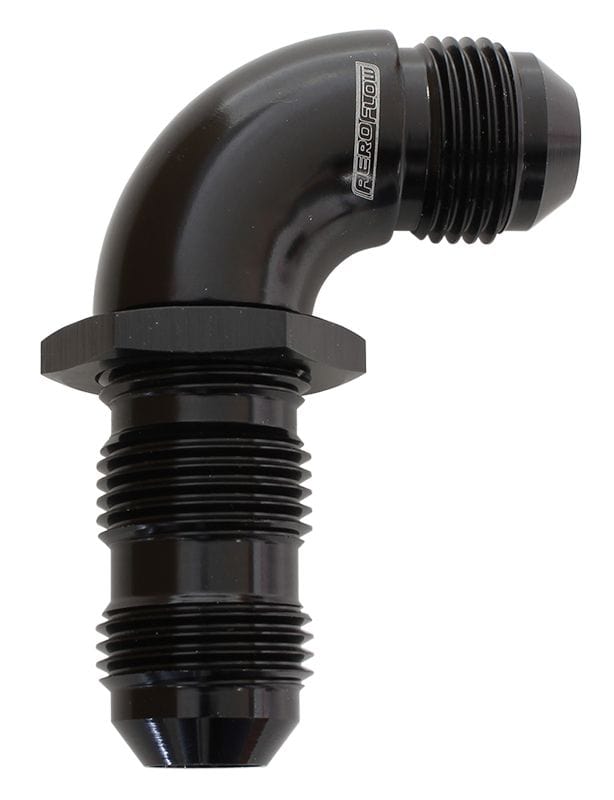 Aeroflow Performance Aeroflow Fittings 4 / Black 90° Full Flow AN Bulkhead - AF533 SR