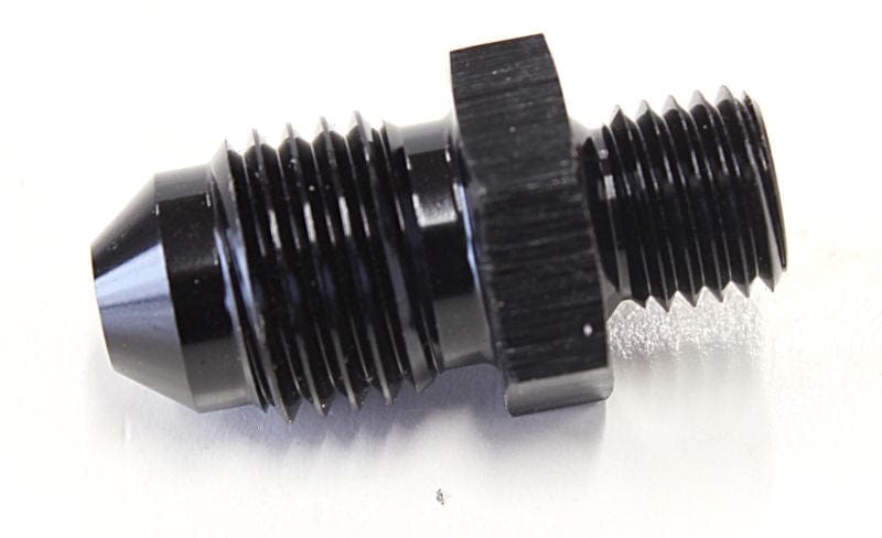 Aeroflow Performance Aeroflow Fittings 4AN / M8x1.0 / Black Metric to Male Flare Adapter M8 x 1.0mm to -4AN AF728 SR