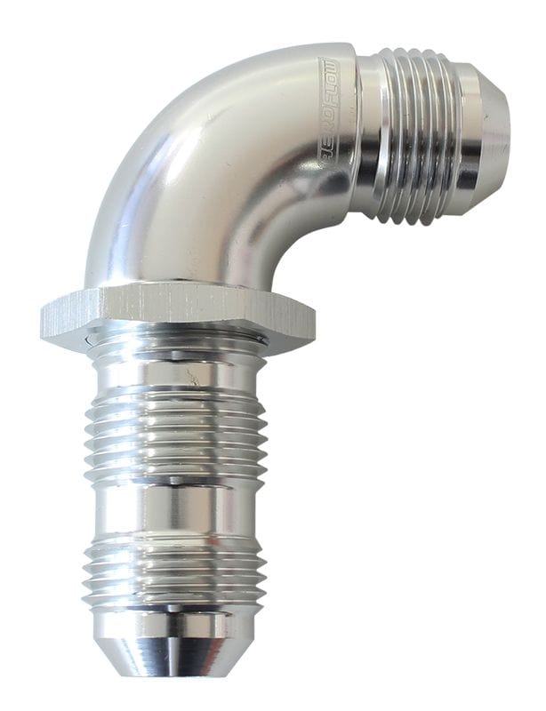 Aeroflow Performance Aeroflow Fittings 6 / Silver 90° Full Flow AN Bulkhead - AF533 SR