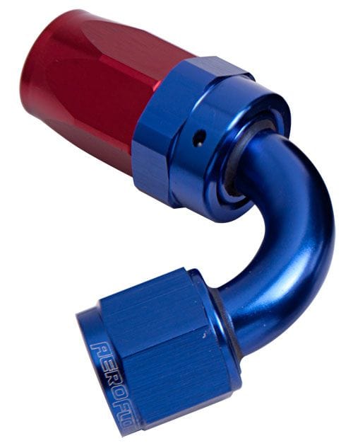 Aeroflow Performance Aeroflow Fittings 8 / Red/Blue 100 Series Taper 120° Swivel Hose End AF104 SR