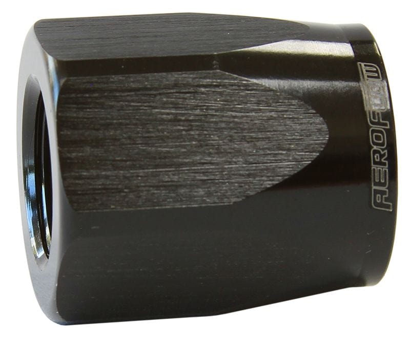 Aeroflow Performance Aeroflow Fittings 8AN / Black Taper Style Hose End Socket AF298. Suits 100 & 450 Series Hose Ends SR