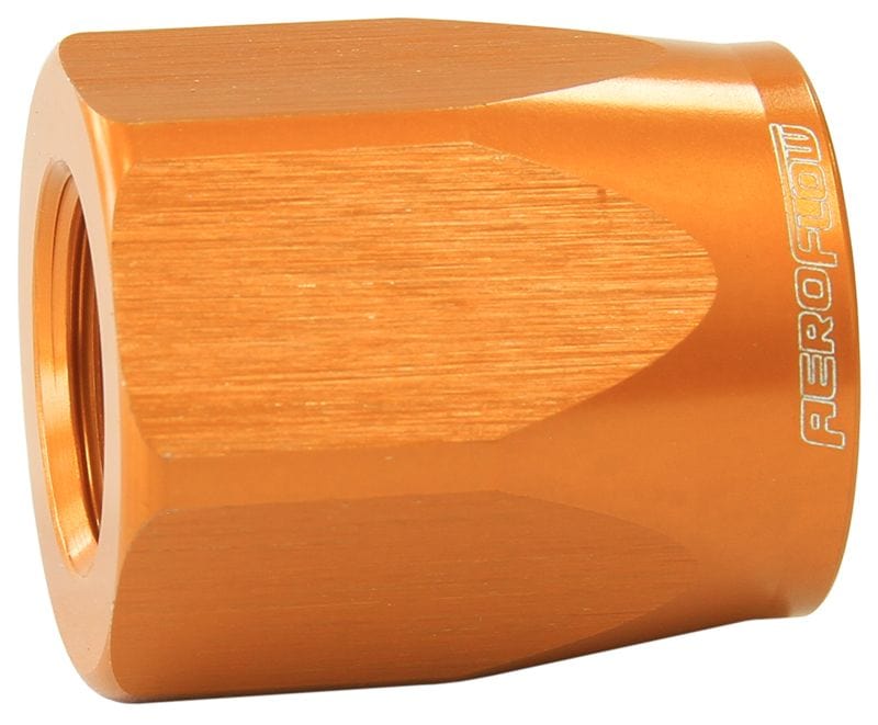 Aeroflow Performance Aeroflow Fittings 8AN / Gold Taper Style Hose End Socket AF298. Suits 100 & 450 Series Hose Ends SR