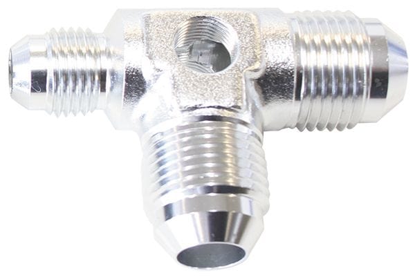 Aeroflow Performance Aeroflow Fittings -8AN X 2 & 1 X -6AN 1/8 PORT 2 SIDES / Silver Flare AN Tee with 1/8" NPT Ports AF824 SR