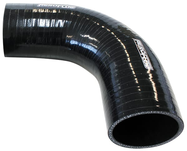 Aeroflow Performance Aeroflow Gloss Black 90° Silicone Elbow Hose 4-1/2" (107mm) I.D AF9203-450 SR