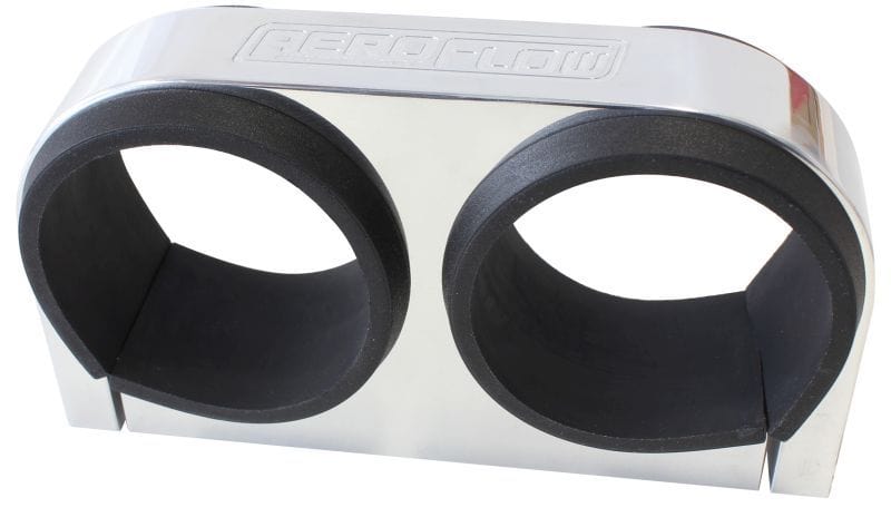 Aeroflow Performance Aeroflow Polished Dual Billet Fuel Pump Bracket Suits Aeroflow/Bosch 044 Fuel Pumps. Can also be used as a 2-5/8" Gauge Holder SR