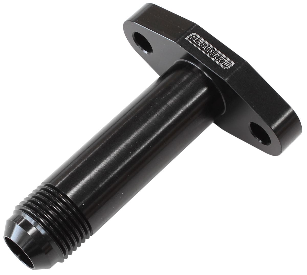Aeroflow Performance Aeroflow Turbo Accessories AF463-06L Turbo Drain Adapter -10AN ORB outlet, 3" Long, 51mm bolt centre, Black Finish SR