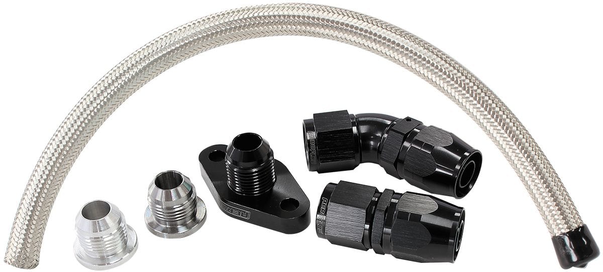 Aeroflow Performance Aeroflow Turbo Accessories AF463-22 Turbo Oil Drain Kit Universal With 51mm Bolt Center Adapter, -10AN AF463-22 SR