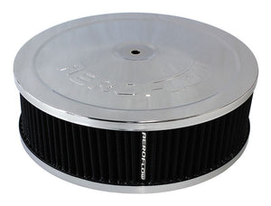 Chrome Air Filter Assembly
 9" x 2-3/4", 5-1/8" neck, black washable cotton element