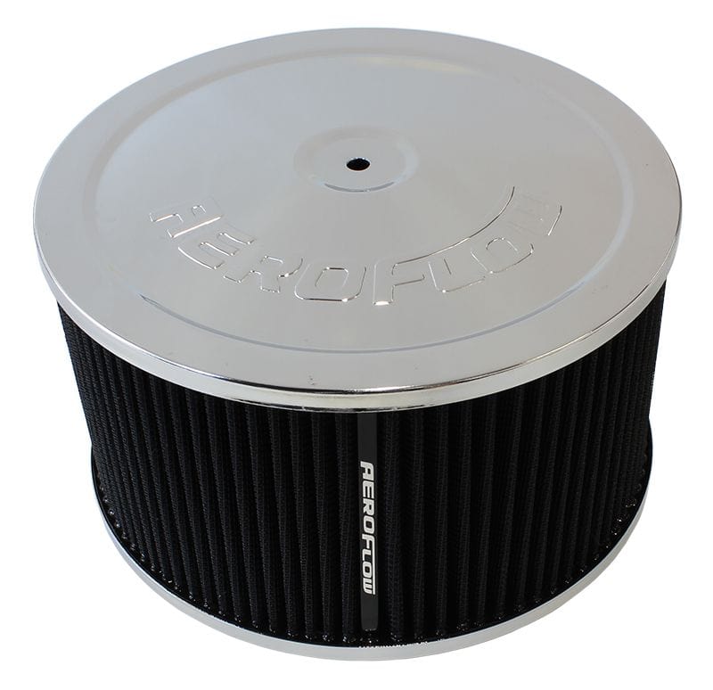 Aeroflow Performance Air Filters AF2851-1365 Chrome Air Filter Assembly
 9" x 5", 5-1/8" neck, black washable cotton element SR