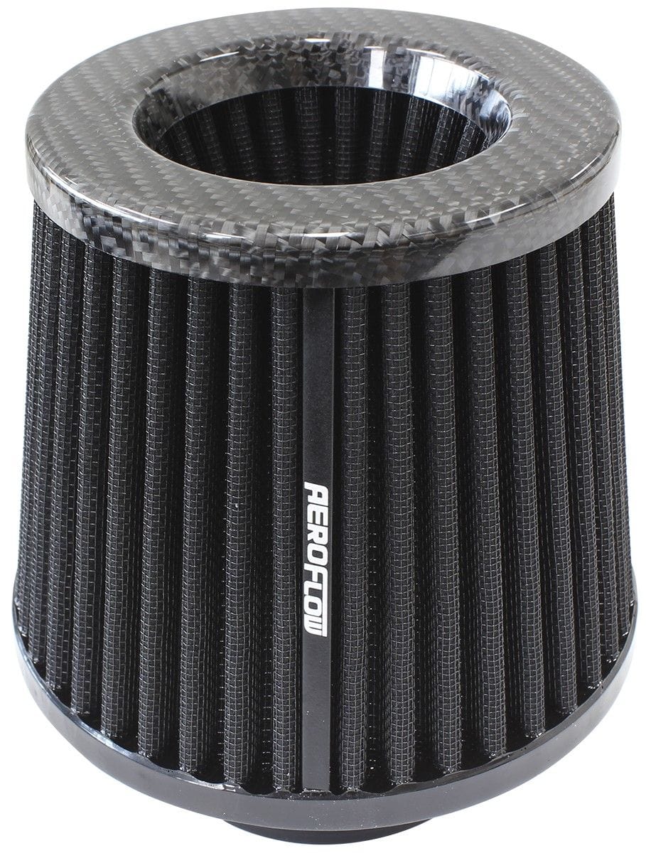 Aeroflow Performance Air Filters AF2911-3003 Universal 3" (76mm) Clamp-On Carbon Fibre Inverted Tapered Pod Filter 
5" (127mm) High x 6" (153mm) Base O.D x 5-1/4" (133mm) Top O.D SR