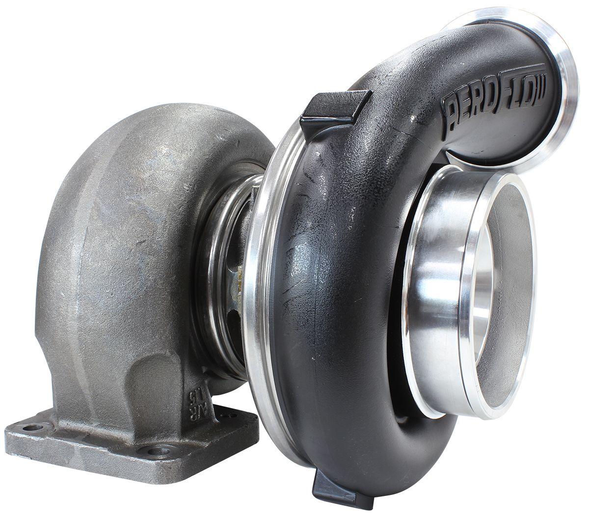 Aeroflow Performance External Wastegate, T4 Twin Entry Inlet Flange, V-Band Exhaust Flange Aeroflow BOOSTED 7075 T4 1.15 Turbocharger 950HP, Hi Temp Black Finish AF8005-4004BLK SR