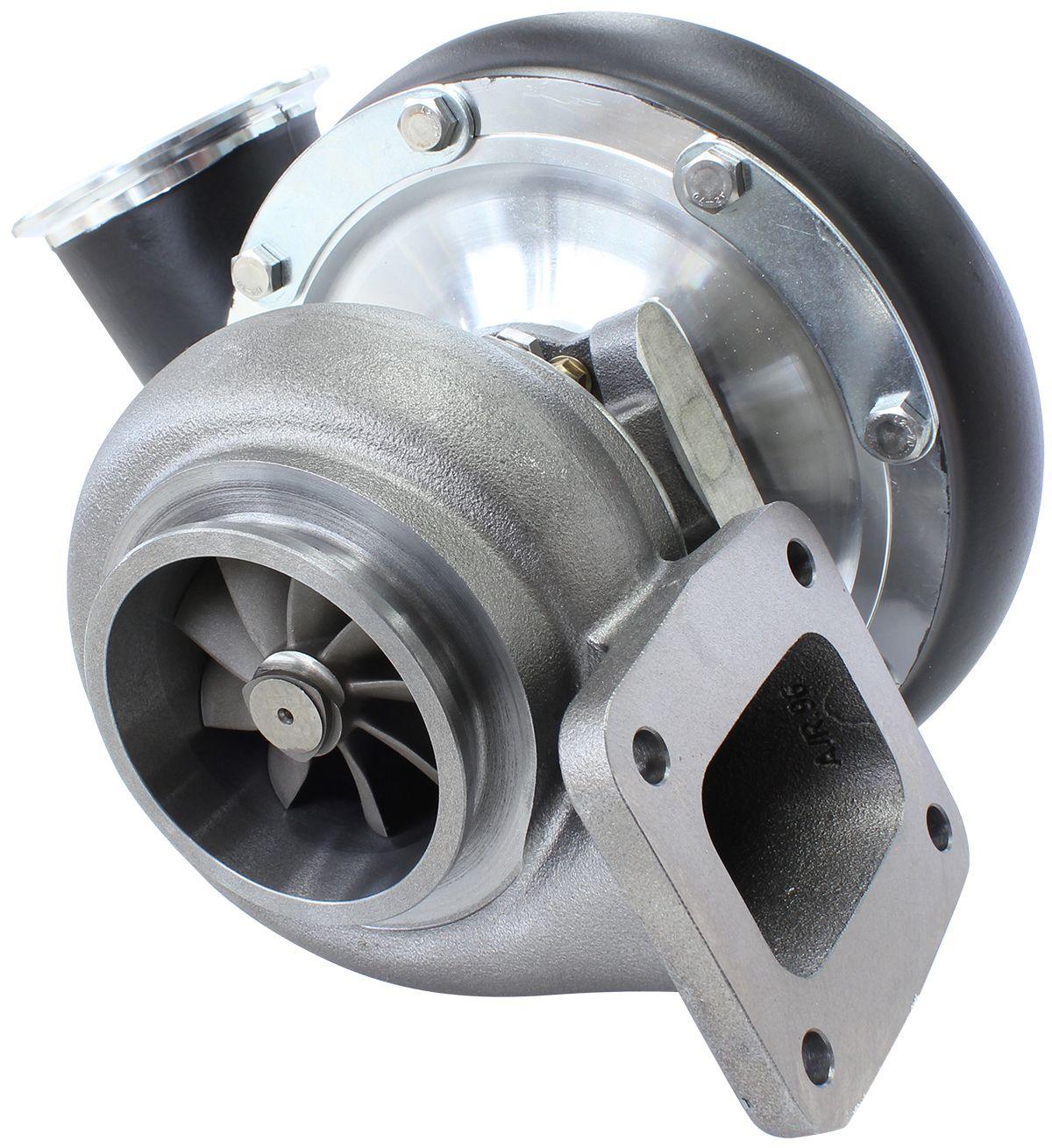 Aeroflow Performance External Wastegate, T4 Twin Entry Inlet Flange, V-Band Exhaust Flange Aeroflow BOOSTED B7875 T4 .96 Reverse Rotation Turbocharger 1150HP, Hi Temp Black Finish SR