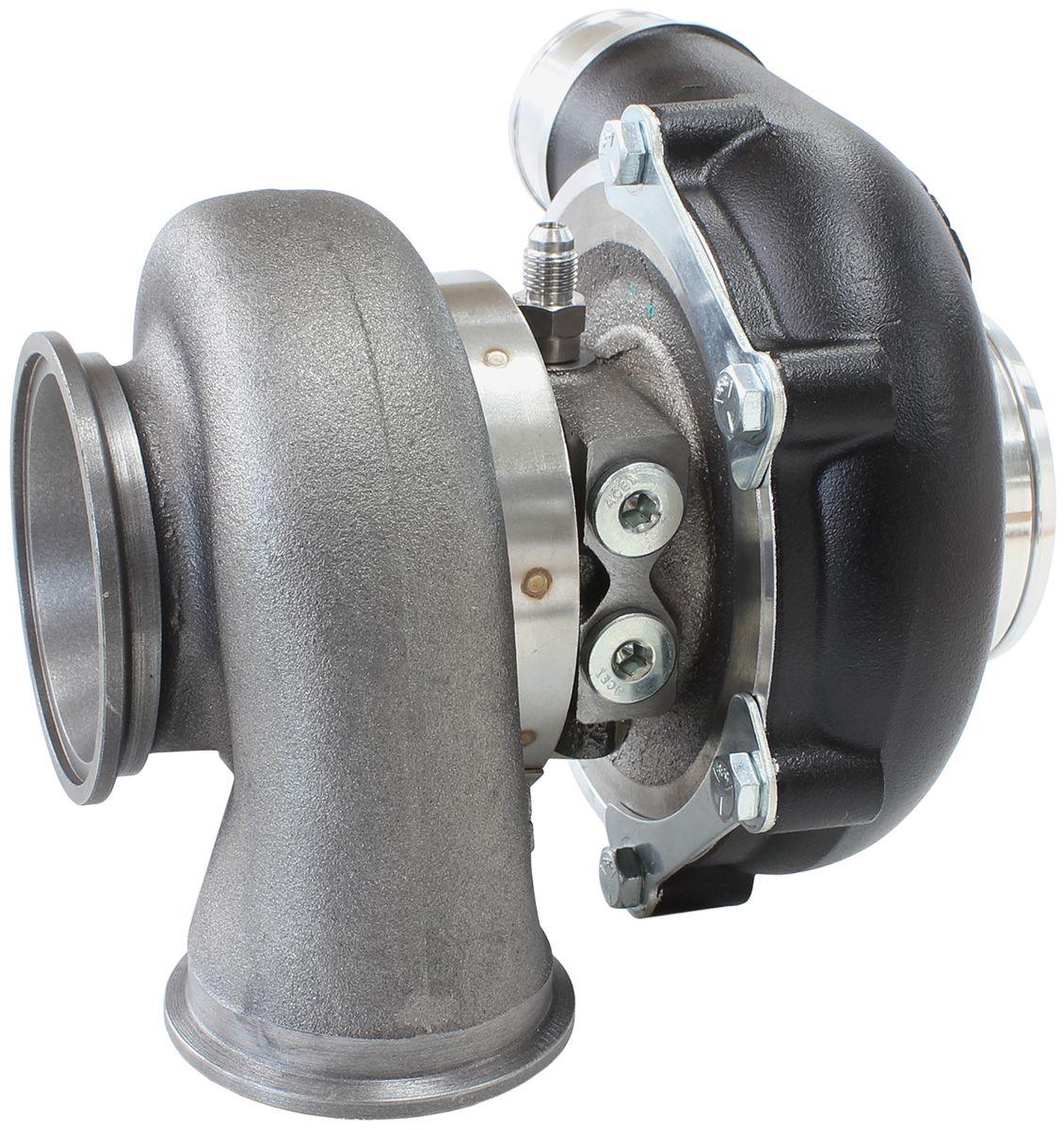 Aeroflow Performance External Wastegate, V-Band Inlet & Exhaust Flanges Aeroflow BOOSTED 4849 .72 Turbocharger 550HP, Hi Temp Black Finish AF8005-2010BLK SR