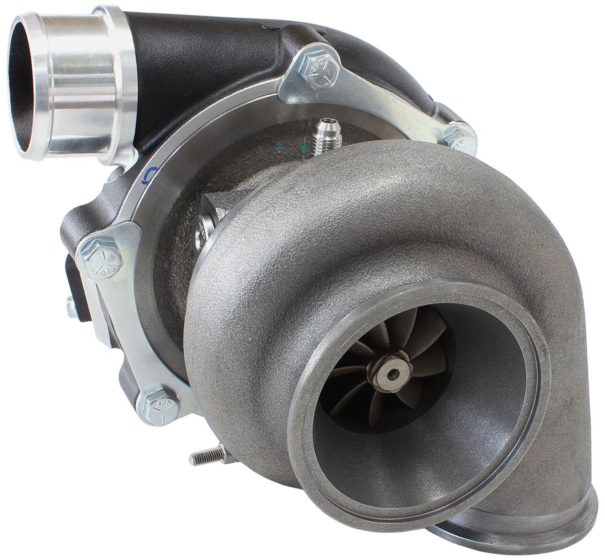 Aeroflow Performance External Wastegate, V-Band Inlet & Exhaust Flanges Aeroflow BOOSTED 4849 .72 Turbocharger 550HP, Hi Temp Black Finish AF8005-2010BLK SR