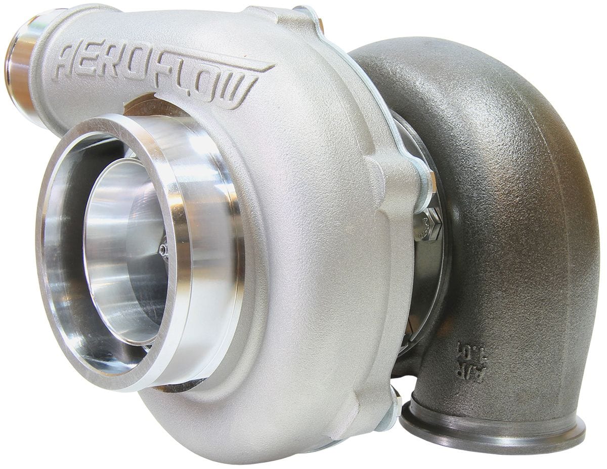 Aeroflow Performance External Wastegate, V-Band Inlet & Exhaust Flanges Aeroflow BOOSTED 5855 1.01 Reverse Rotation Turbocharger 750HP, Natural Cast Finish AF800 SR