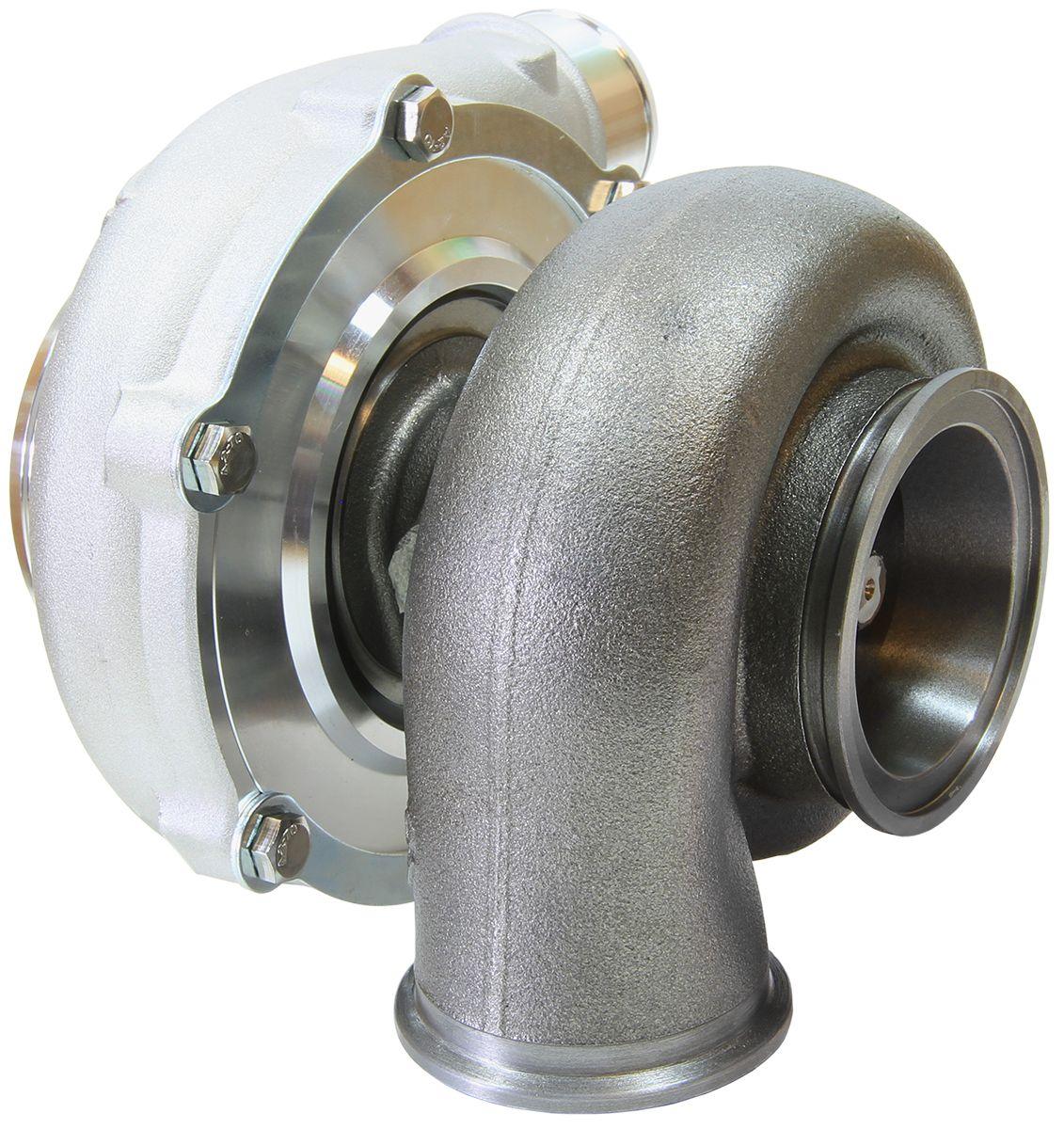 Aeroflow Performance External Wastegate, V-Band Inlet & Exhaust Flanges Aeroflow BOOSTED 5855 .83 Reverse Rotation Turbocharger 750HP, Natural Cast Finish AF8005 SR