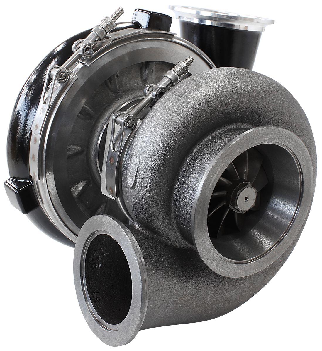 Aeroflow Performance External Wastegate, V-Band Inlet & Exhaust Flanges Aeroflow BOOSTED 7075 V-Band 1.16 Turbocharger 950HP, Hi Temp Black Finish AF8005-4014BLK SR