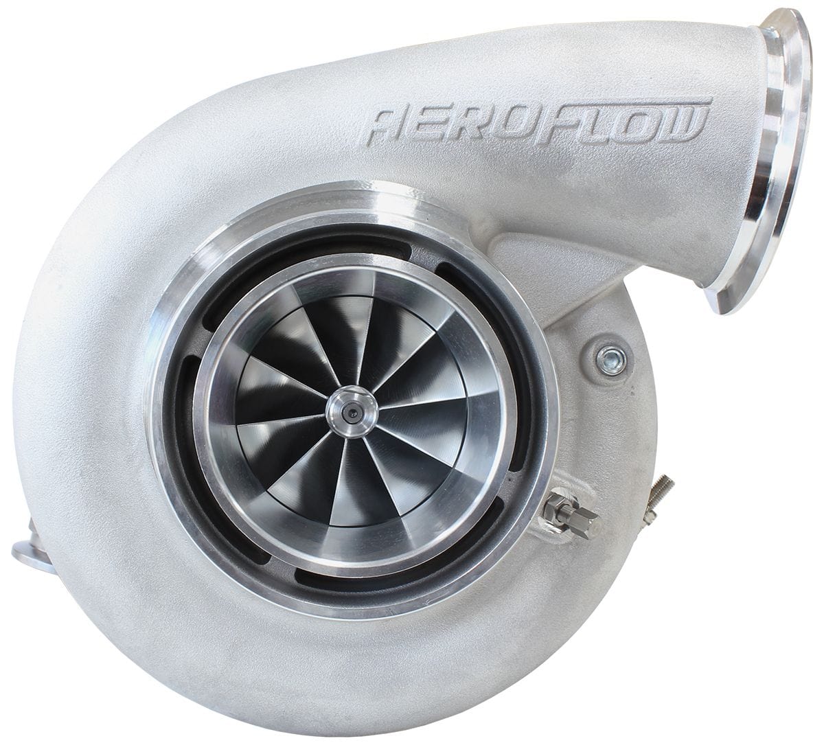 Aeroflow Performance External Wastegate, V-Band Inlet & Exhaust Flanges Aeroflow BOOSTED 7975 V-Band 1.28 Turbocharger 1450HP, Natural Cast Finish AF8005-4012 SR