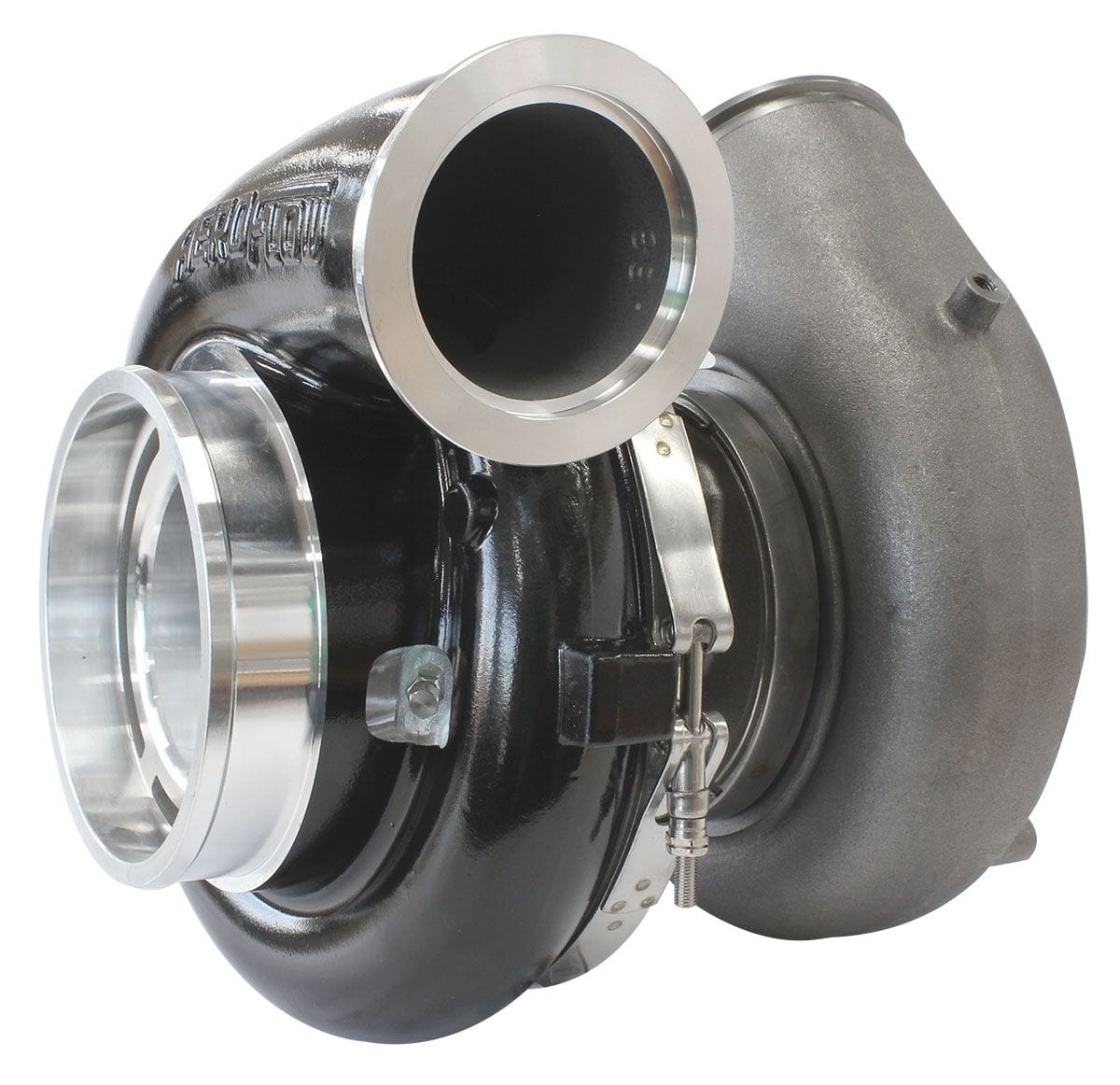 Aeroflow Performance External Wastegate, V-Band Inlet & Exhaust Flanges Aeroflow BOOSTED 88102 V-Band 1.22 Turbocharger 2500HP, Hi Temp Black Finish AF8005-6021B SR