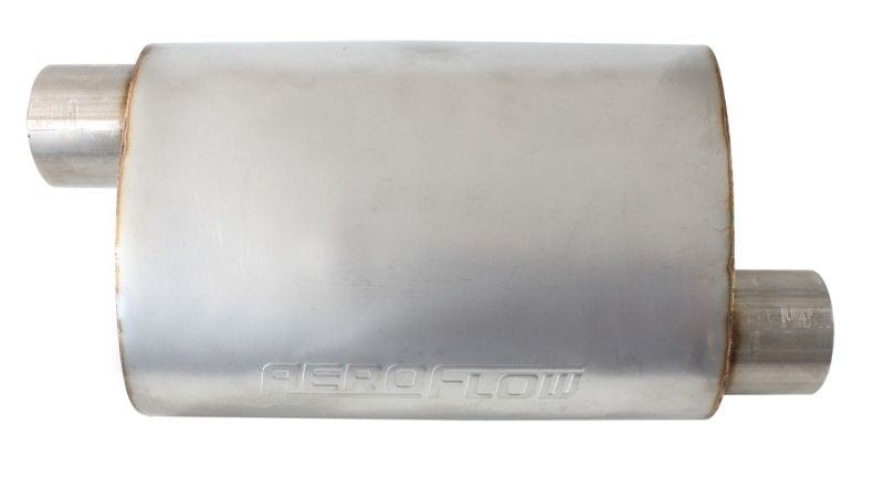 Aeroflow Performance Fabrication 2-1/2" Inlet and Outlets / Offset Inlet with Offset Outlet 5500 Series Stainless Steel Mufflers SR