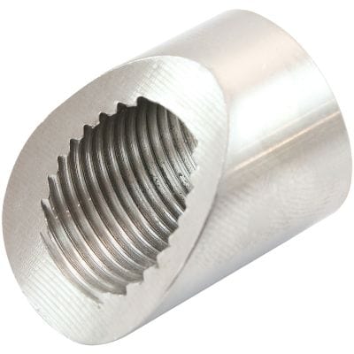 Aeroflow Performance Fabrication & Fasteners Aeroflow 45 Degree Angled & Notched Weld-On M18 x 1.50mm Oxygen Sensor Bung AF987SS SR
