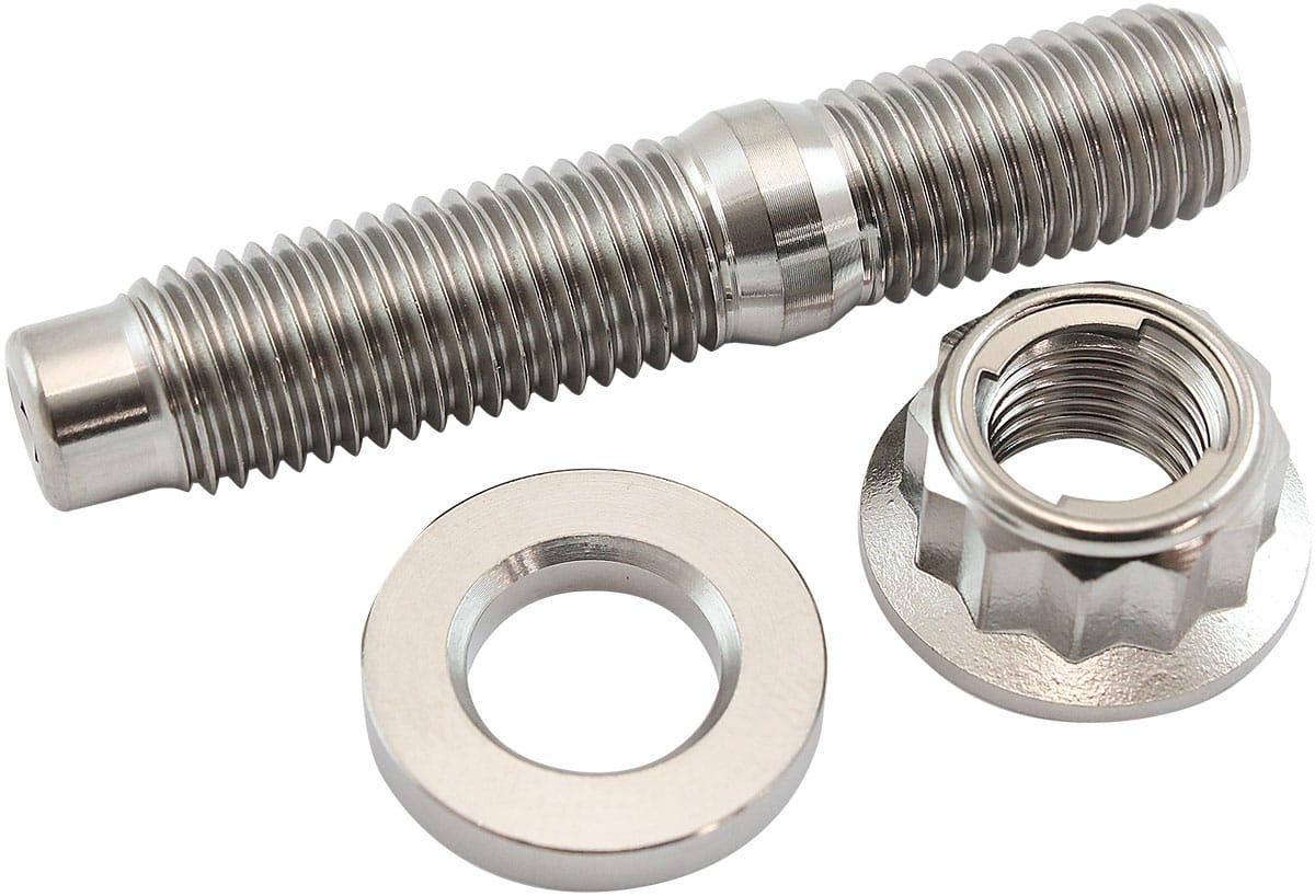 Aeroflow Performance Fabrication & Fasteners Aeroflow M10 x 1.25mm Titanium Stud, 12 Point Locking Nut and Washer Kit AF55-2013 SR