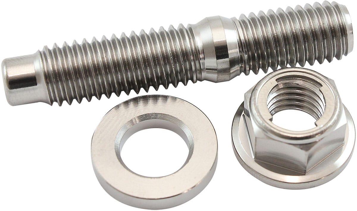 Aeroflow Performance Fabrication & Fasteners Aeroflow M10 x 1.50mm Titanium Stud, Locking Hex Nut and Washer Kit AF55-2017 SR