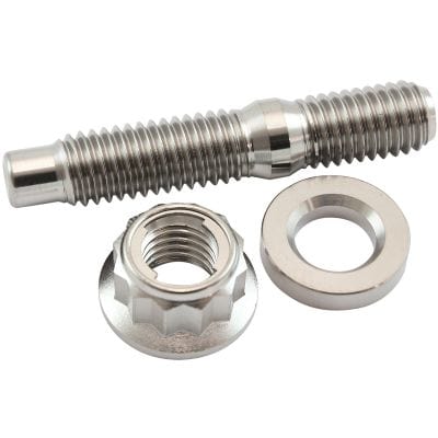 Aeroflow M8 x 1.25mm Titanium Stud, 12 Point Locking Nut and Washer Kit AF55-2010