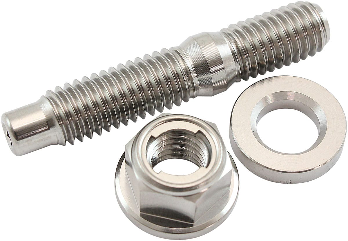 Aeroflow Performance Fabrication & Fasteners Aeroflow M8 x 1.25mm Titanium Stud, Hex Locking Nut and Washer Kit AF55-2015 SR