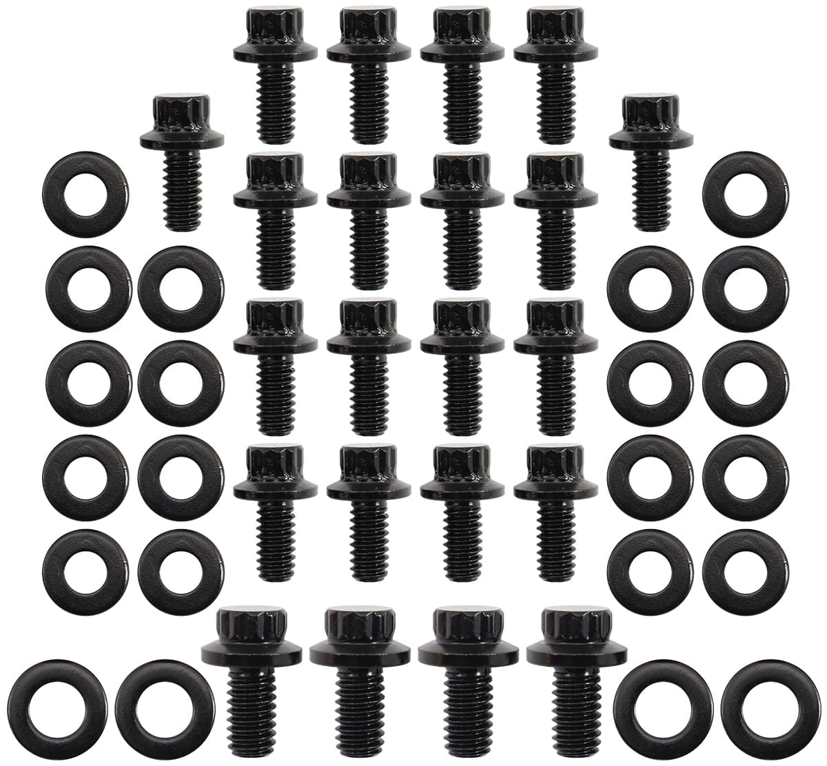 Aeroflow Performance Fabrication & Fasteners Aeroflow Small Block Ford Windsor & Ford Cleveland Oil Pan Bolt Kit - Black Finish AF37-2360 SR