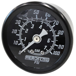 1-1/2" Liquid Filled 100 psi Pressure Gauge 
Black Face, White Pointer, 1/8" NPT Male Thread