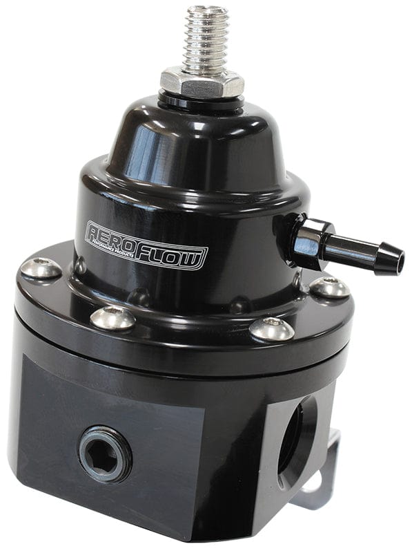 Aeroflow Performance Fuel Systems Black 2-Port 1200hp Billet Fuel Pressure Regulator 30-120psi Adjustable - AF66-2055 SR