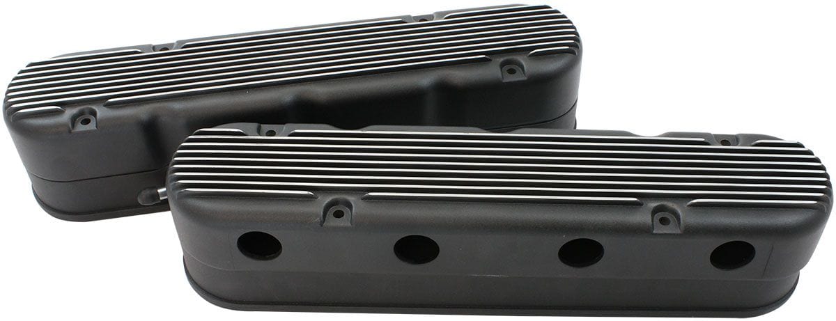 Aeroflow Performance GM LS 2 Piece Retro Finned Valve Cover Set, Black Finish GM LS 2 Piece Retro Finned Valve Cover Set, Black Finish SR