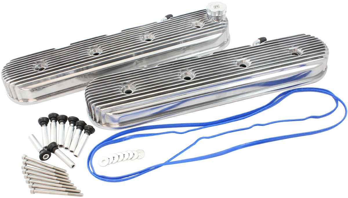 Aeroflow Performance GM LS Retro Finned Valve Cover Set, Polished Finish GM LS Retro Finned Valve Cover Set, Polished Finish SR